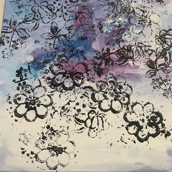 Abstract Floral Canvas Painting Original Acrylic - Picture 4 of 11